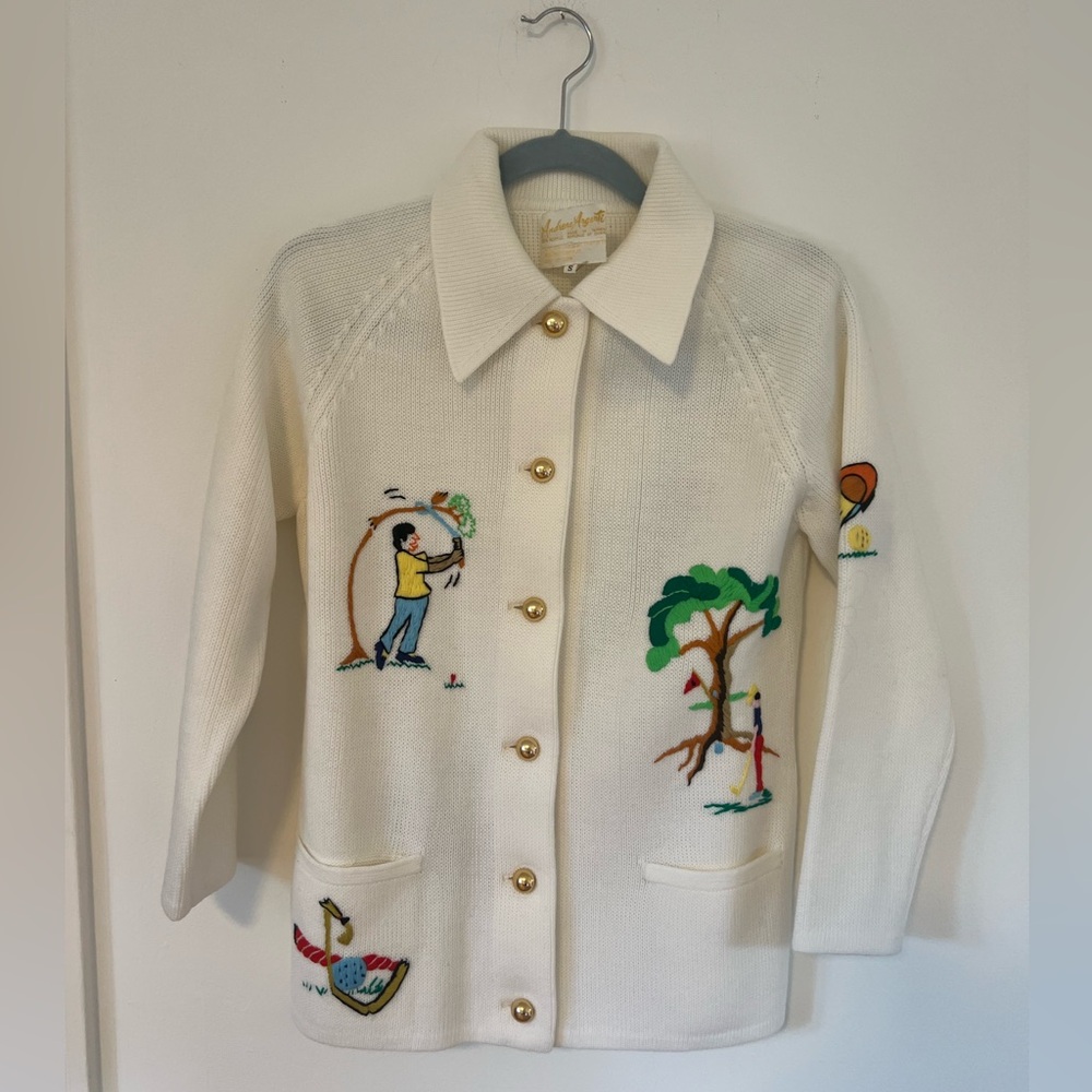 Vintage golf themed cardigan